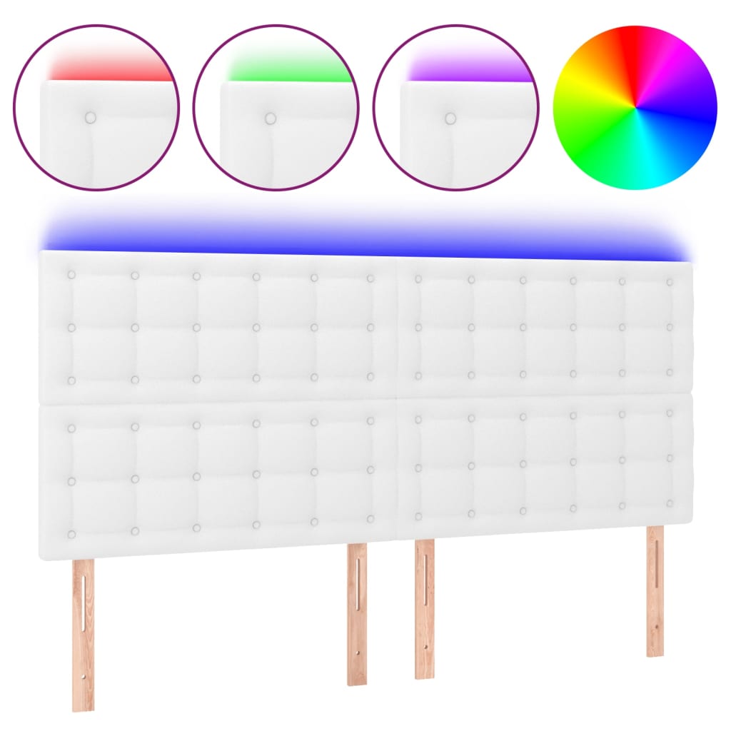 Tête de lit à LED Blanc 160x5x118/128 cm Similicuir - XIOS