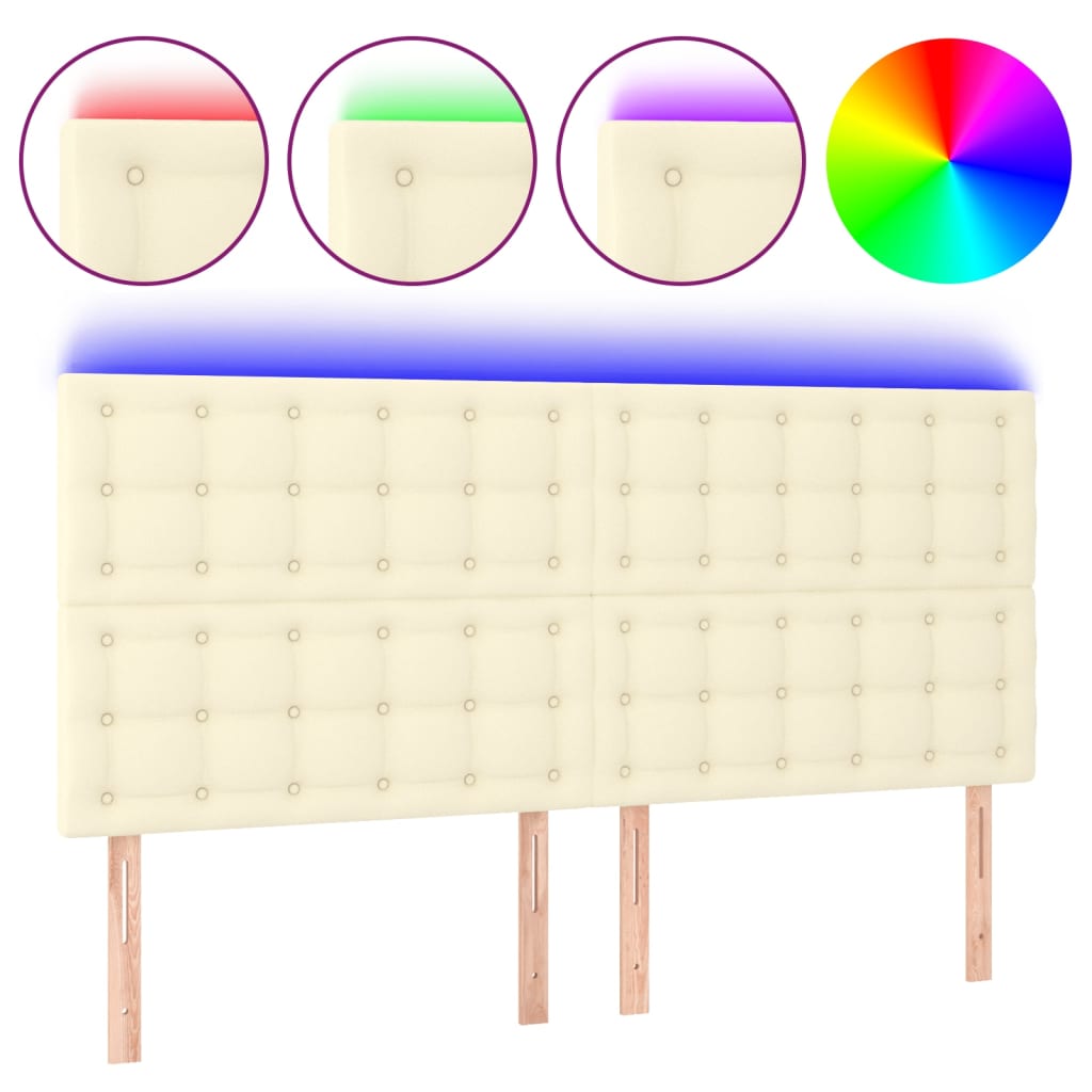 Tête de lit à LED Crème 160x5x118/128 cm Similicuir - XIOS