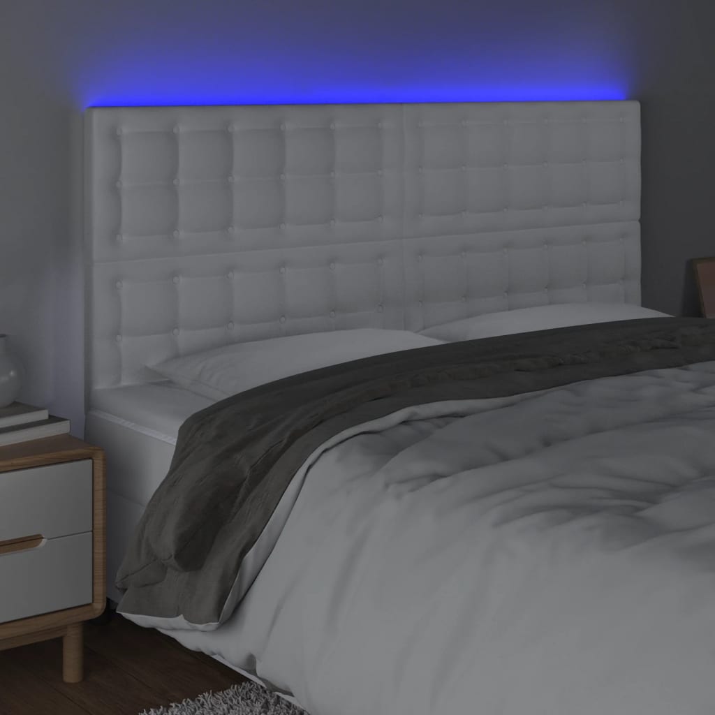 Tête de lit à LED Blanc 180x5x118/128 cm Similicuir - XIOS