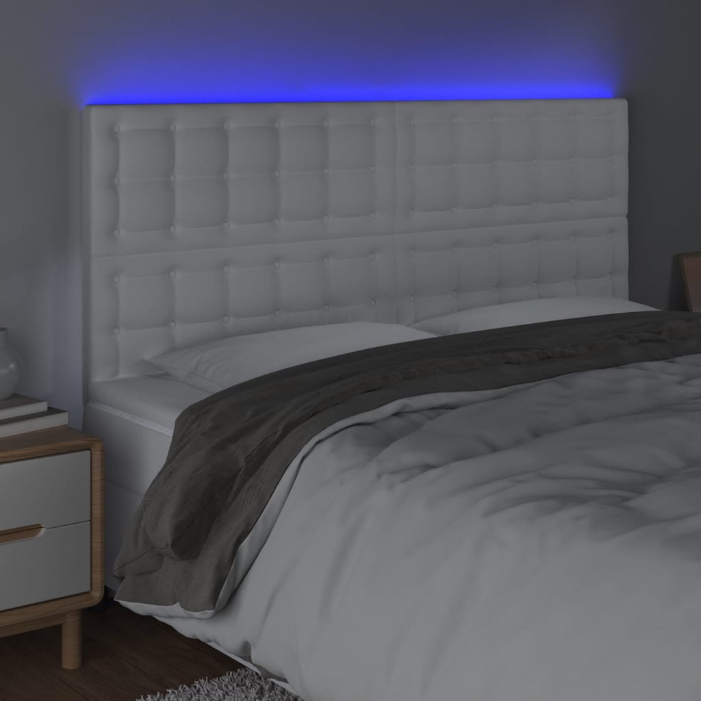 Tête de lit à LED Blanc 200x5x118/128 cm Similicuir - XIOS