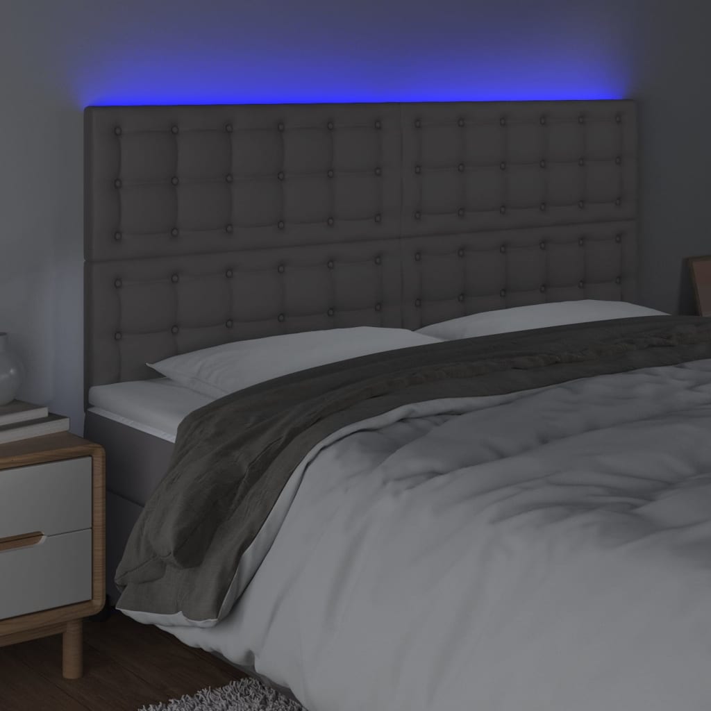 Tête de lit à LED Gris 200x5x118/128 cm Similicuir - XIOS