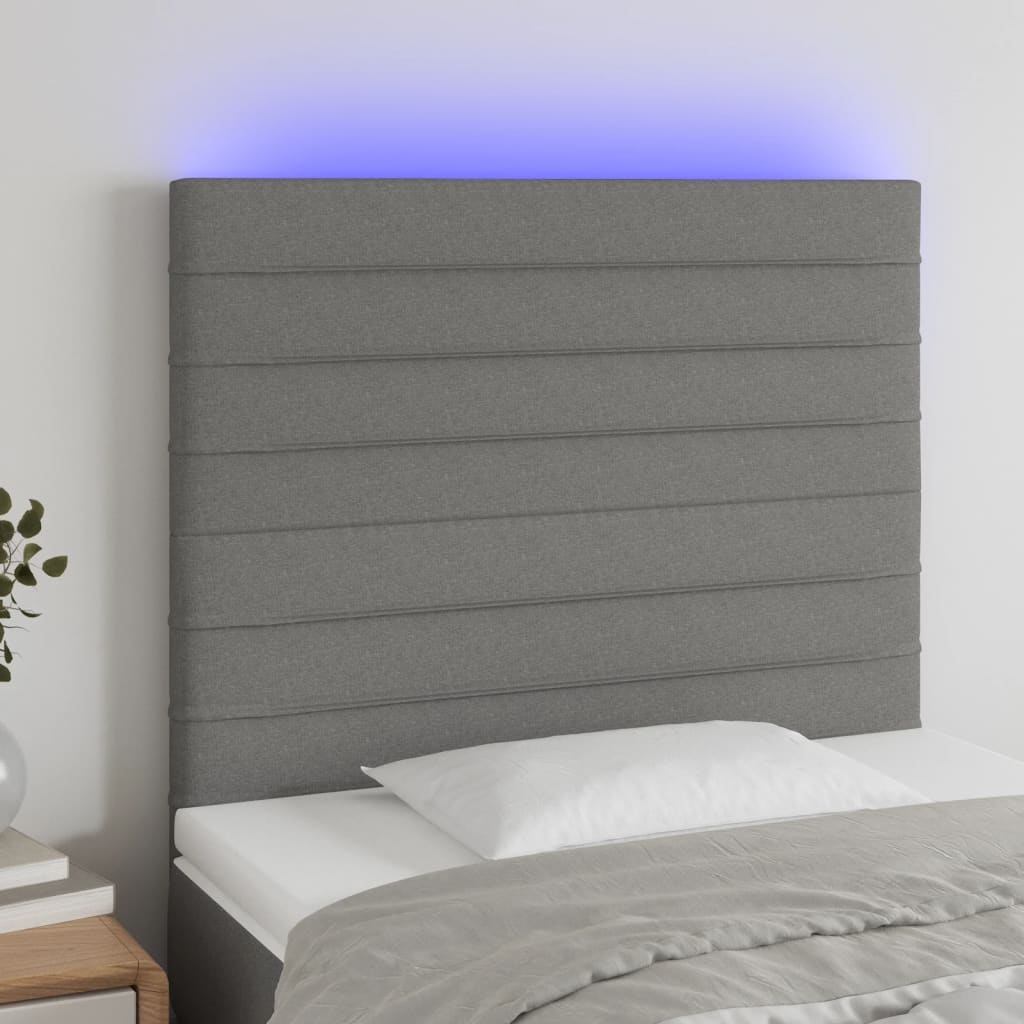 Tête de lit à LED Gris foncé 90x5x118/128 cm Tissu - XIOS
