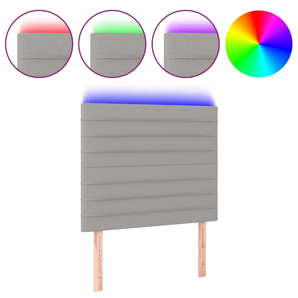 Tête de lit à LED Gris clair 100x5x118/128 cm Tissu - XIOS