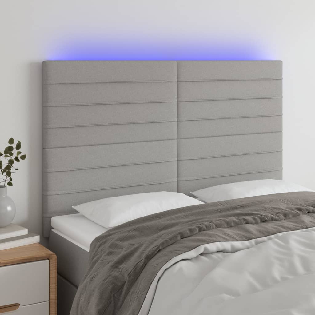 Tête de lit à LED Gris clair 144x5x118/128 cm Tissu Têtes et pieds de lit vidaXL