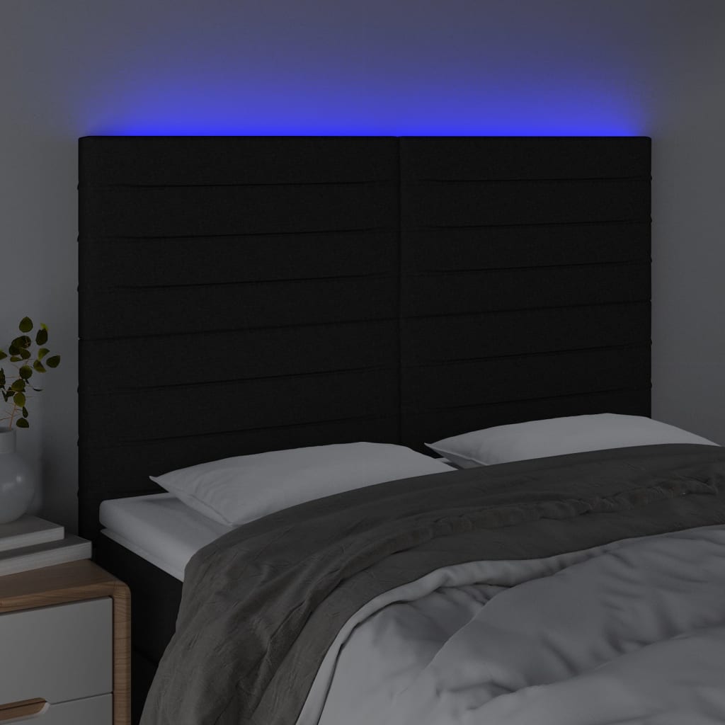 Tête de lit à LED Noir 144x5x118/128 cm Tissu - XIOS