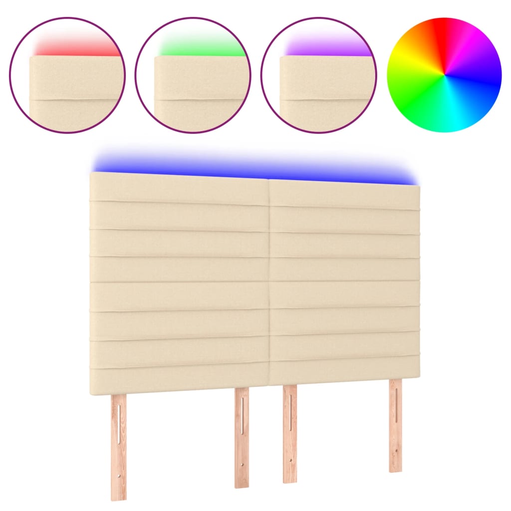 Tête de lit à LED Crème 144x5x118/128 cm Tissu Têtes et pieds de lit vidaXL