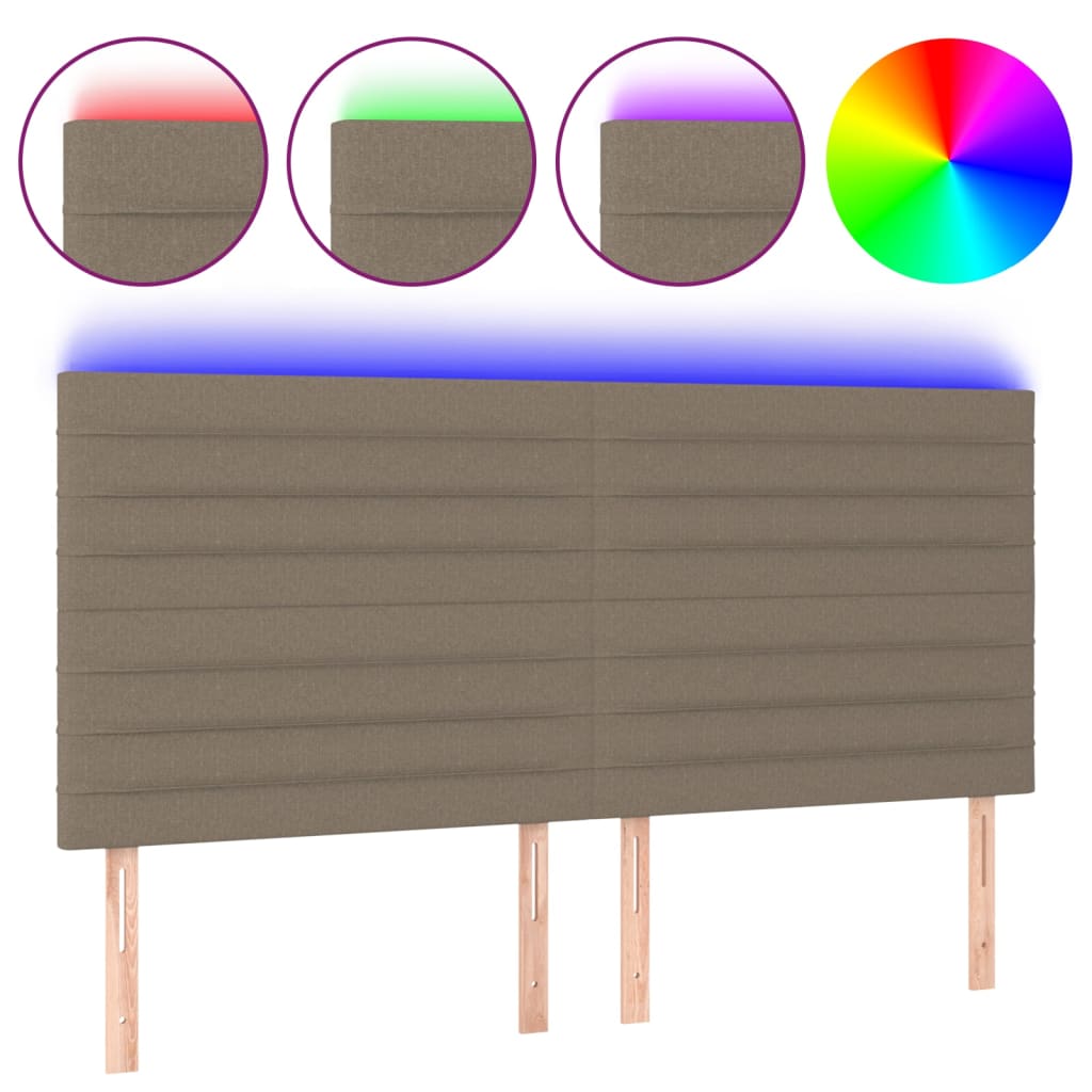 Tête de lit à LED Taupe 160x5x118/128 cm Tissu Têtes et pieds de lit vidaXL