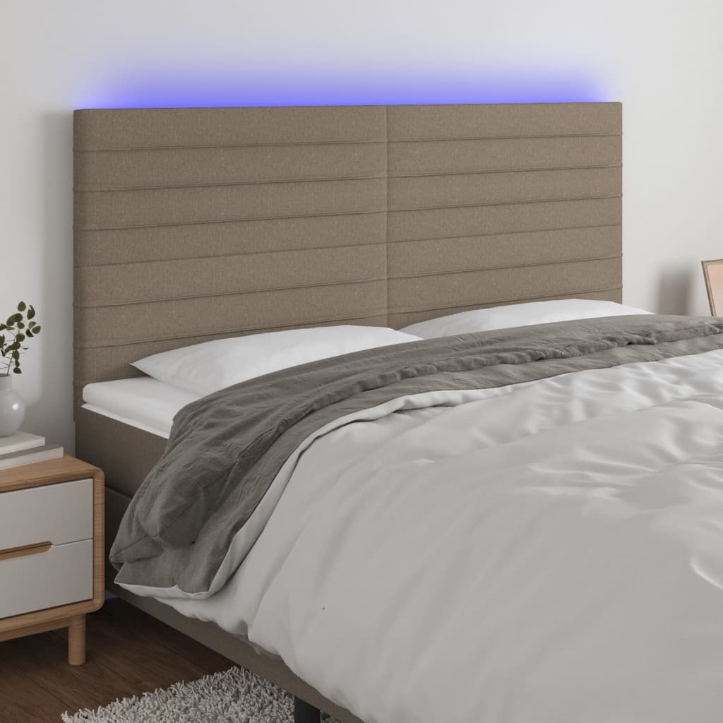 Tête de lit à LED Taupe 160x5x118/128 cm Tissu Têtes et pieds de lit vidaXL