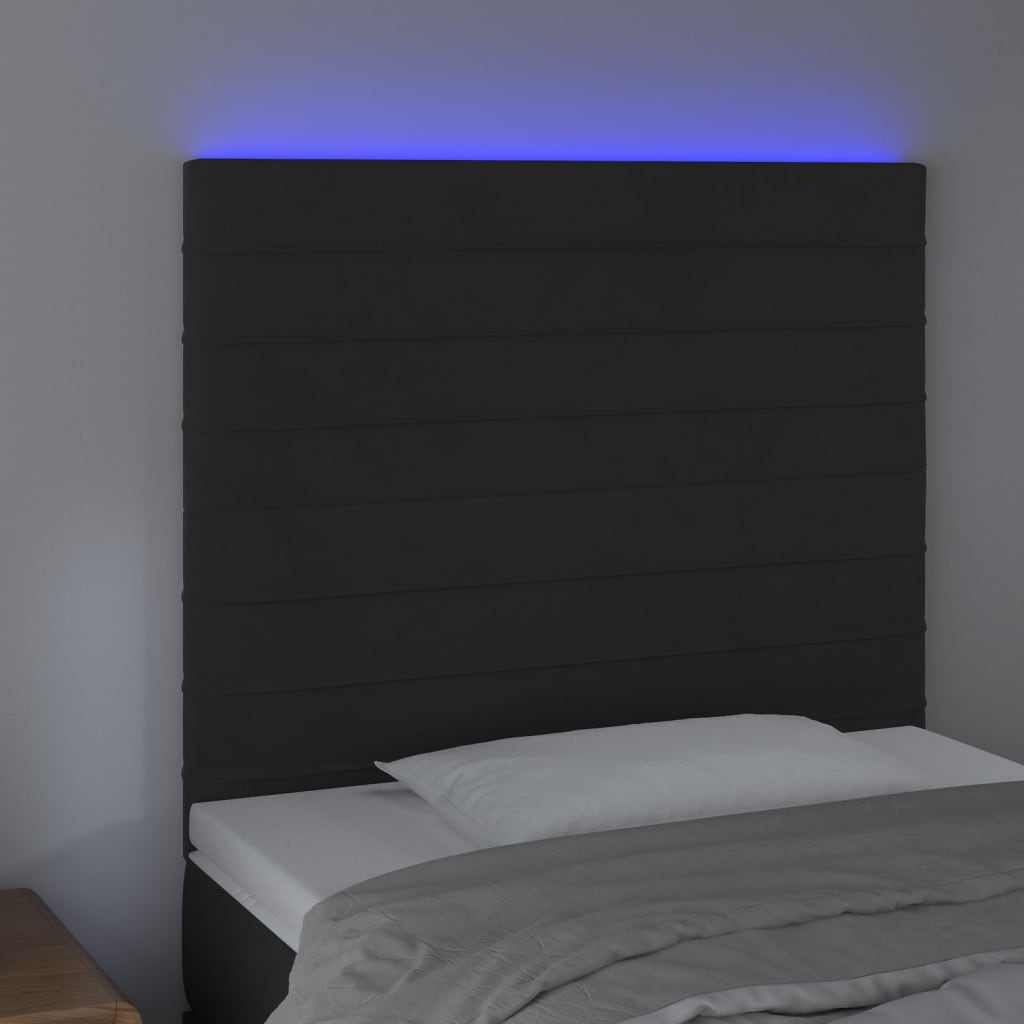 Tête de lit à LED Noir 90x5x118/128 cm Velours - XIOS