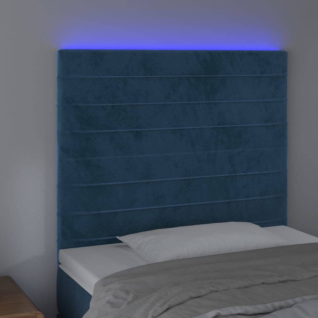 Tête de lit à LED Bleu foncé 90x5x118/128 cm Velours - XIOS