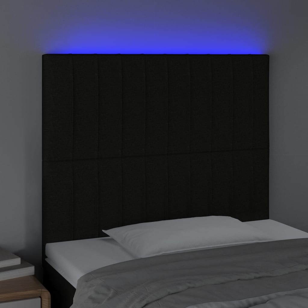 Tête de lit à LED Noir 80x5x118/128 cm Tissu - XIOS