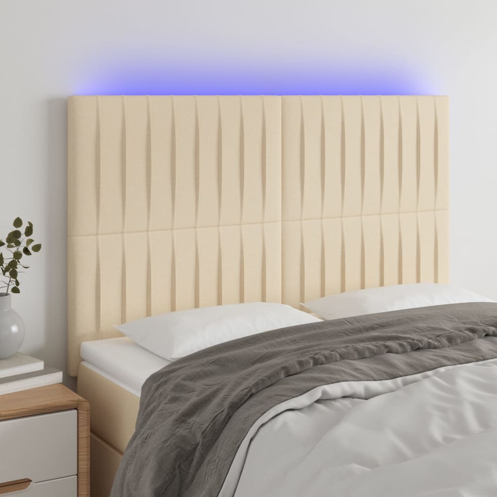 Tête de lit à LED Crème 144x5x118/128 cm Tissu - XIOS
