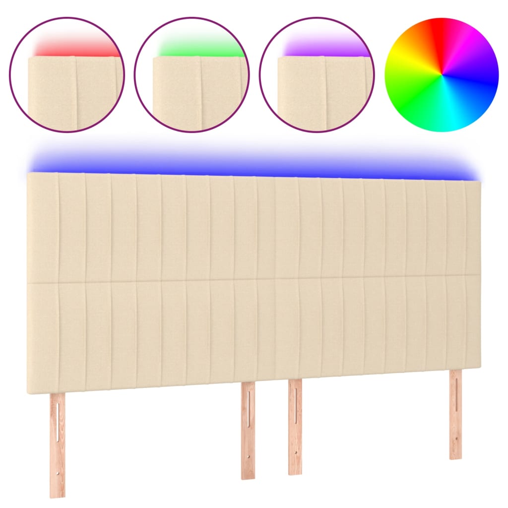 Tête de lit à LED Crème 160x5x118/128 cm Tissu - XIOS
