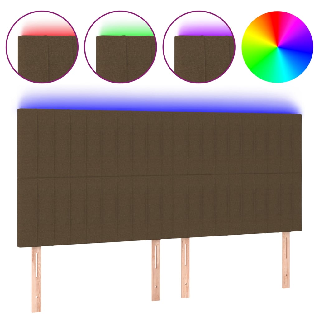 Tête de lit à LED Marron foncé 200x5x118/128 cm Tissu - XIOS