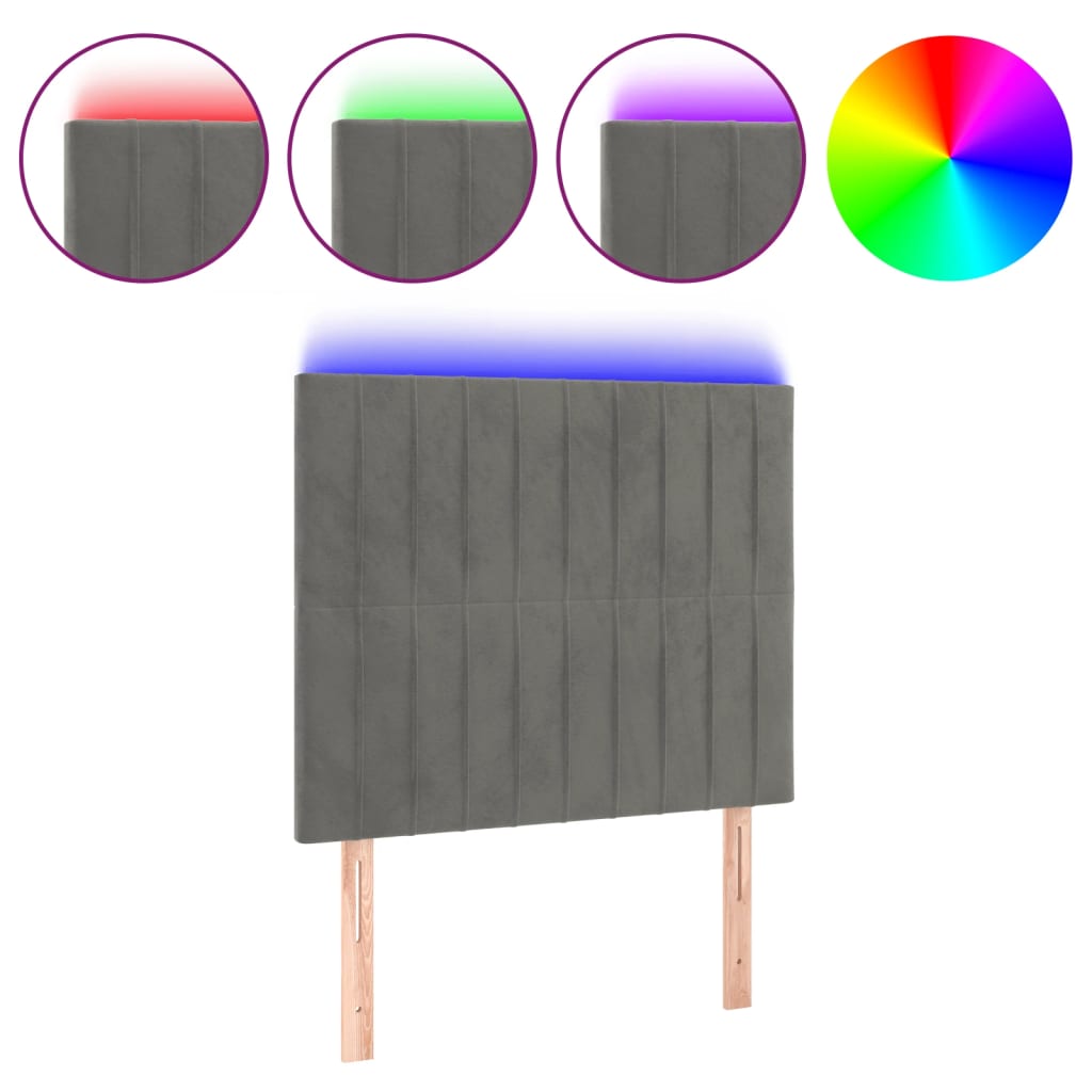 Tête de lit à LED Gris clair 90x5x118/128 cm Velours - XIOS