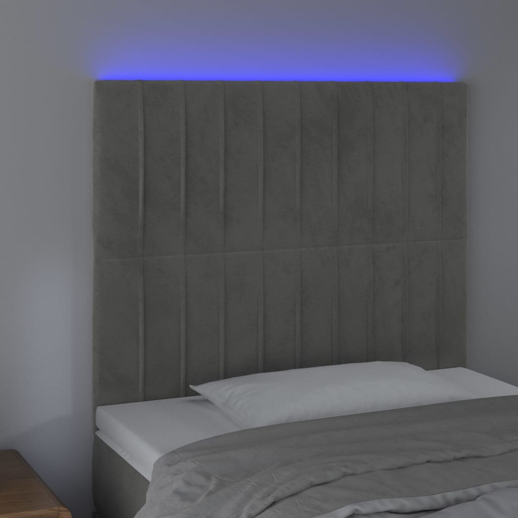 Tête de lit à LED Gris clair 90x5x118/128 cm Velours - XIOS