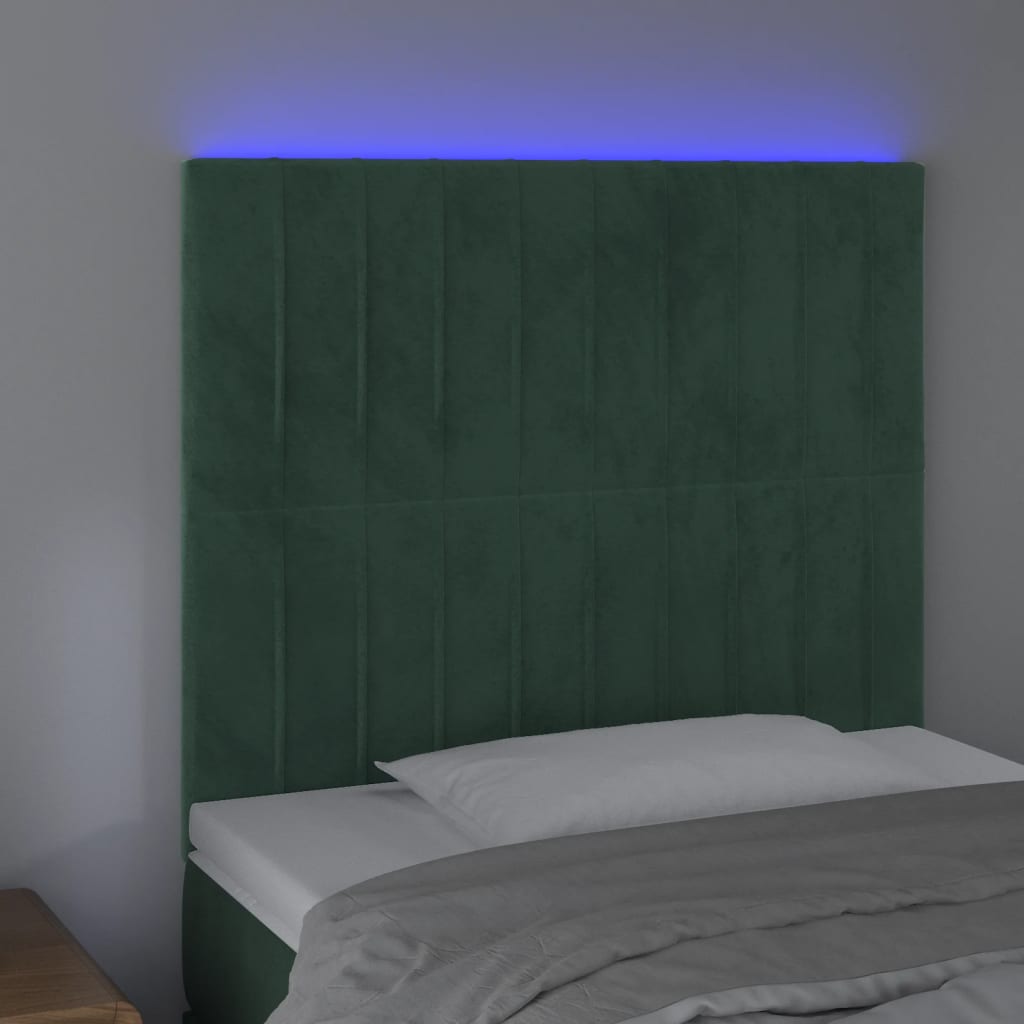 Tête de lit à LED Vert foncé 90x5x118/128 cm Velours - XIOS