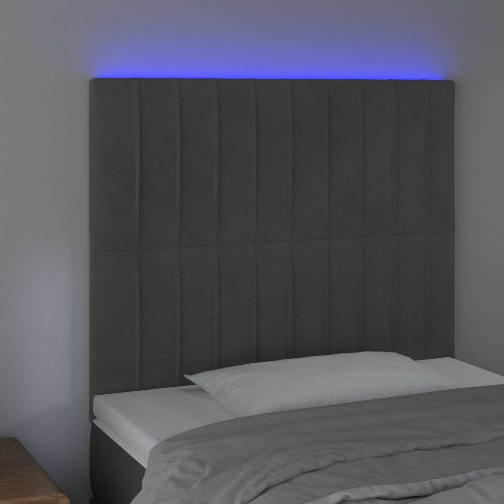 Tête de lit à LED Gris foncé 100x5x118/128 cm Velours - XIOS