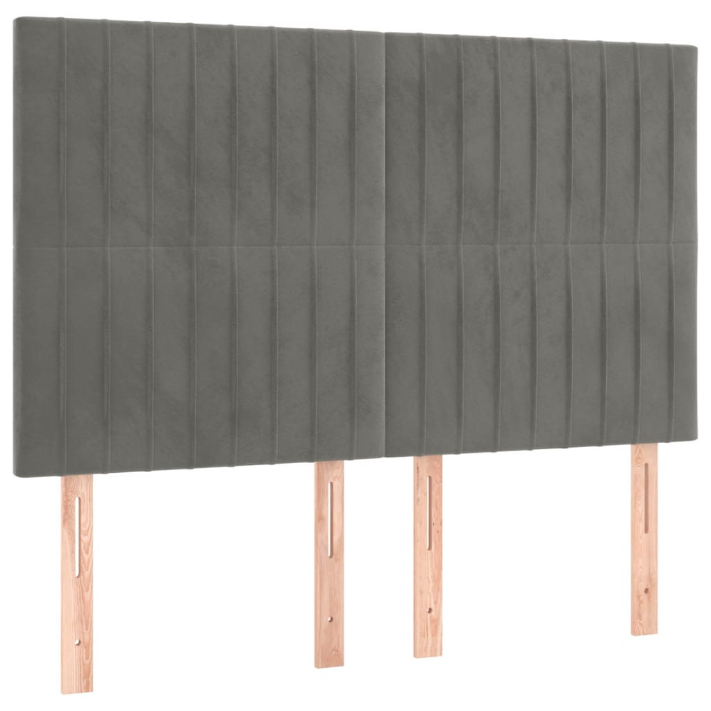 Tête de lit à LED Gris clair 144x5x118/128 cm Velours - XIOS