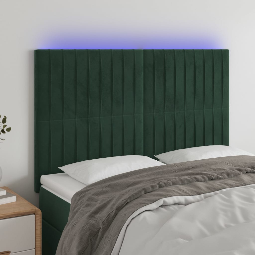 Tête de lit à LED Vert foncé 144x5x118/128 cm Velours - XIOS