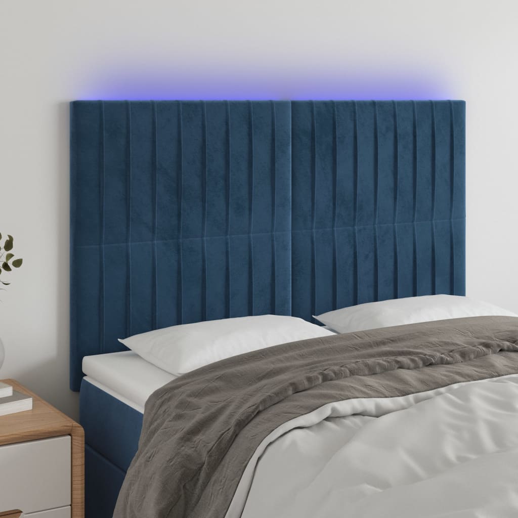 Tête de lit à LED Bleu foncé 144x5x118/128 cm Velours - XIOS