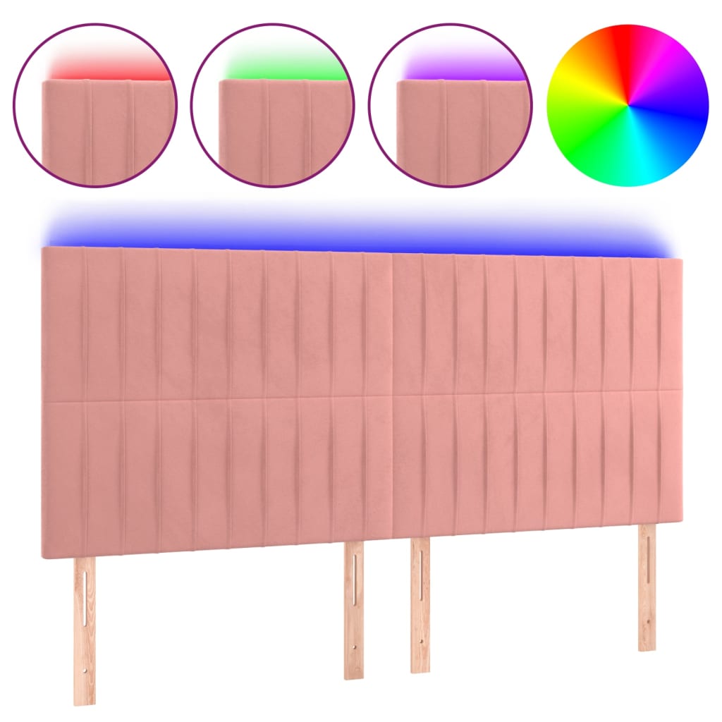 Tête de lit à LED Rose 200x5x118/128 cm Velours - XIOS