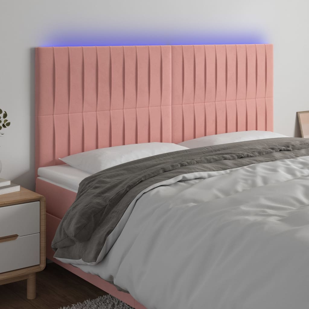 Tête de lit à LED Rose 200x5x118/128 cm Velours - XIOS