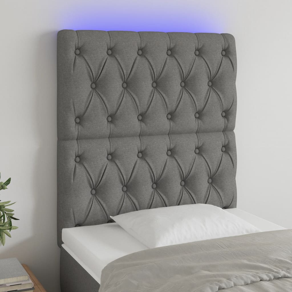 Tête de lit à LED Gris foncé 80x7x118/128 cm Tissu - XIOS