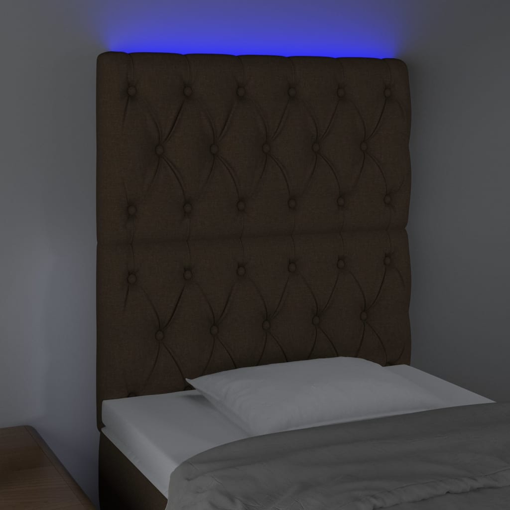 Tête de lit à LED Marron foncé 80x7x118/128 cm Tissu - XIOS