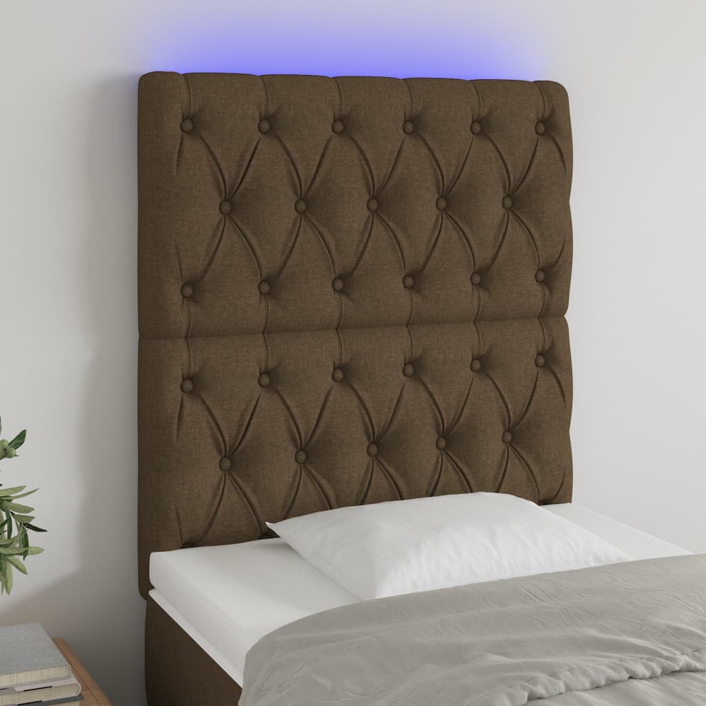 Tête de lit à LED Marron foncé 80x7x118/128 cm Tissu - XIOS