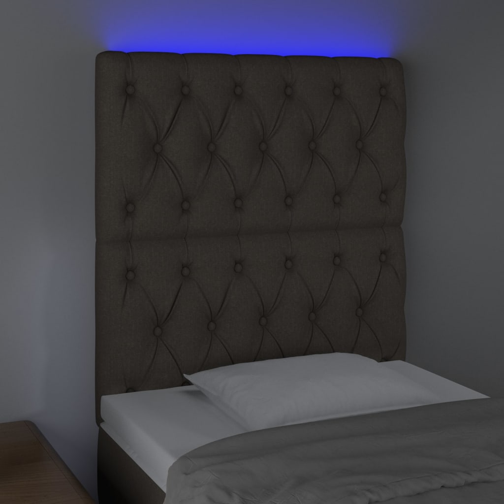 Tête de lit à LED Taupe 80x7x118/128 cm Tissu - XIOS