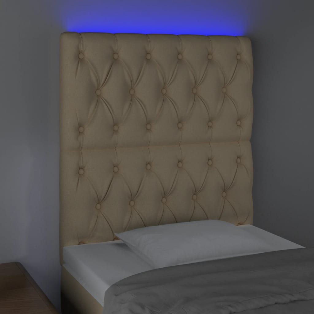 Tête de lit à LED Crème 80x7x118/128 cm Tissu - XIOS