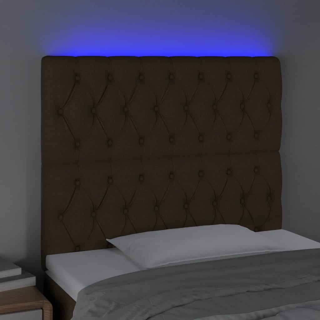Tête de lit à LED Marron foncé 90x7x118/128 cm Tissu - XIOS