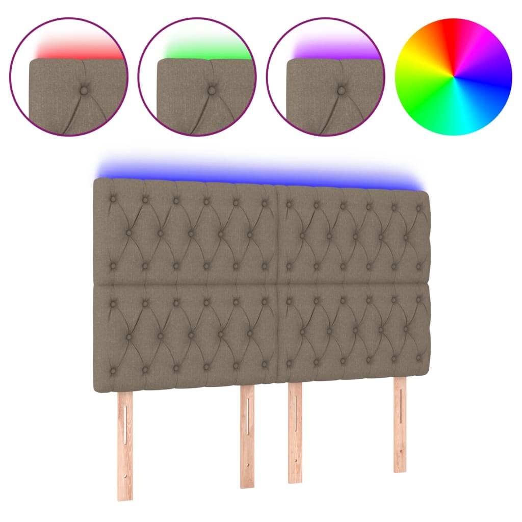 Tête de lit à LED Taupe 144x7x118/128 cm Tissu - XIOS