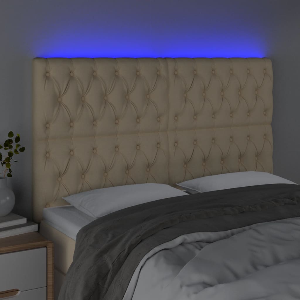 Tête de lit à LED Crème 160x7x118/128 cm Tissu - XIOS