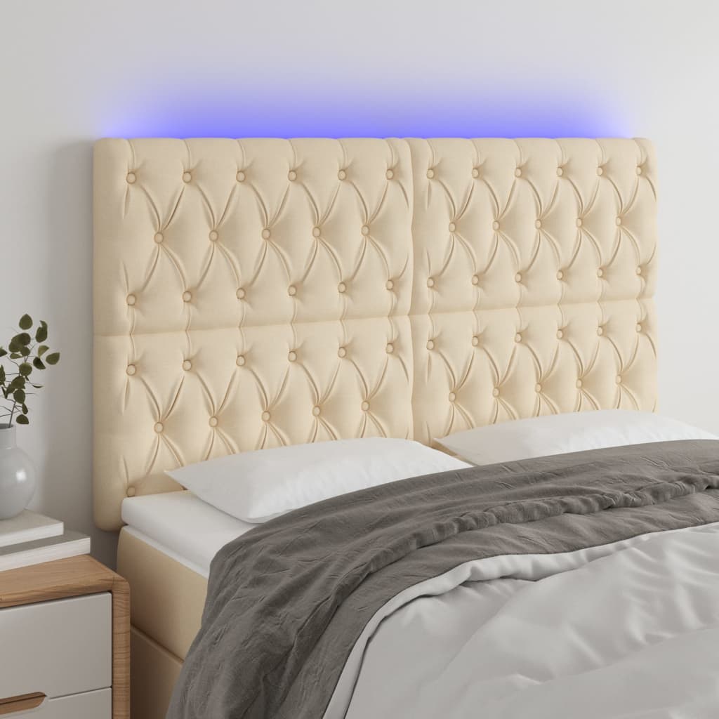 Tête de lit à LED Crème 160x7x118/128 cm Tissu - XIOS
