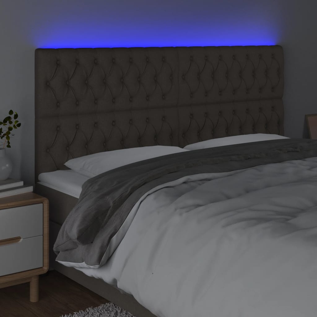Tête de lit à LED Taupe 180x7x118/128 cm Tissu - XIOS
