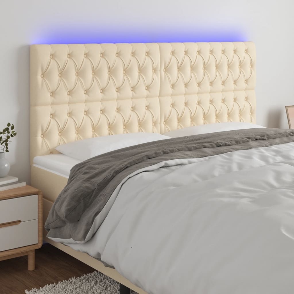 Tête de lit à LED Crème 180x7x118/128 cm Tissu - XIOS