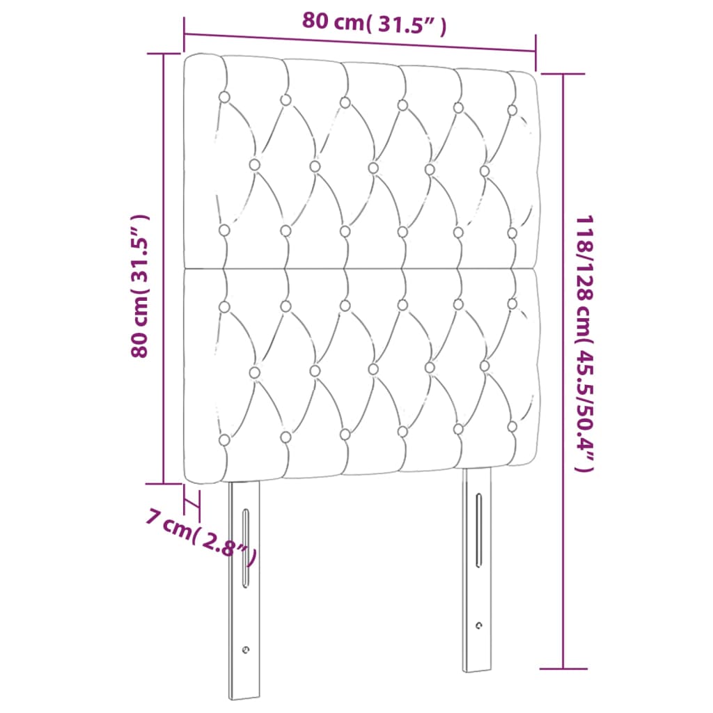 Tête de lit à LED Gris clair 80x7x118/128 cm Velours Têtes et pieds de lit vidaXL