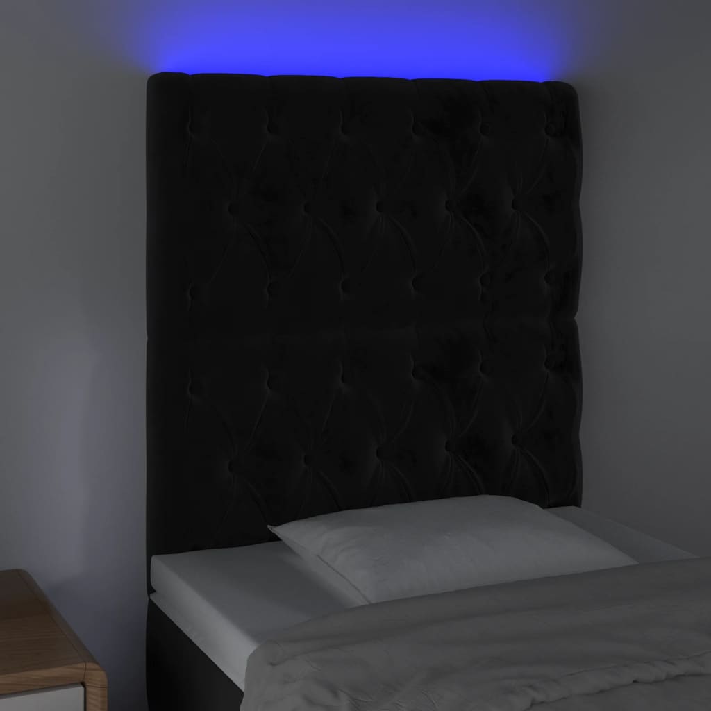 Tête de lit à LED Noir 80x7x118/128 cm Velours - XIOS