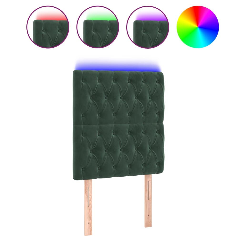 Tête de lit à LED Vert foncé 80x7x118/128 cm Velours Têtes et pieds de lit vidaXL