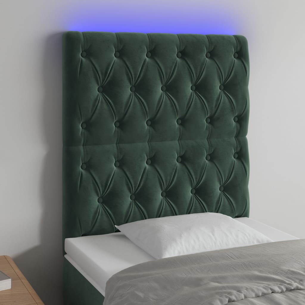 Tête de lit à LED Vert foncé 80x7x118/128 cm Velours Têtes et pieds de lit vidaXL