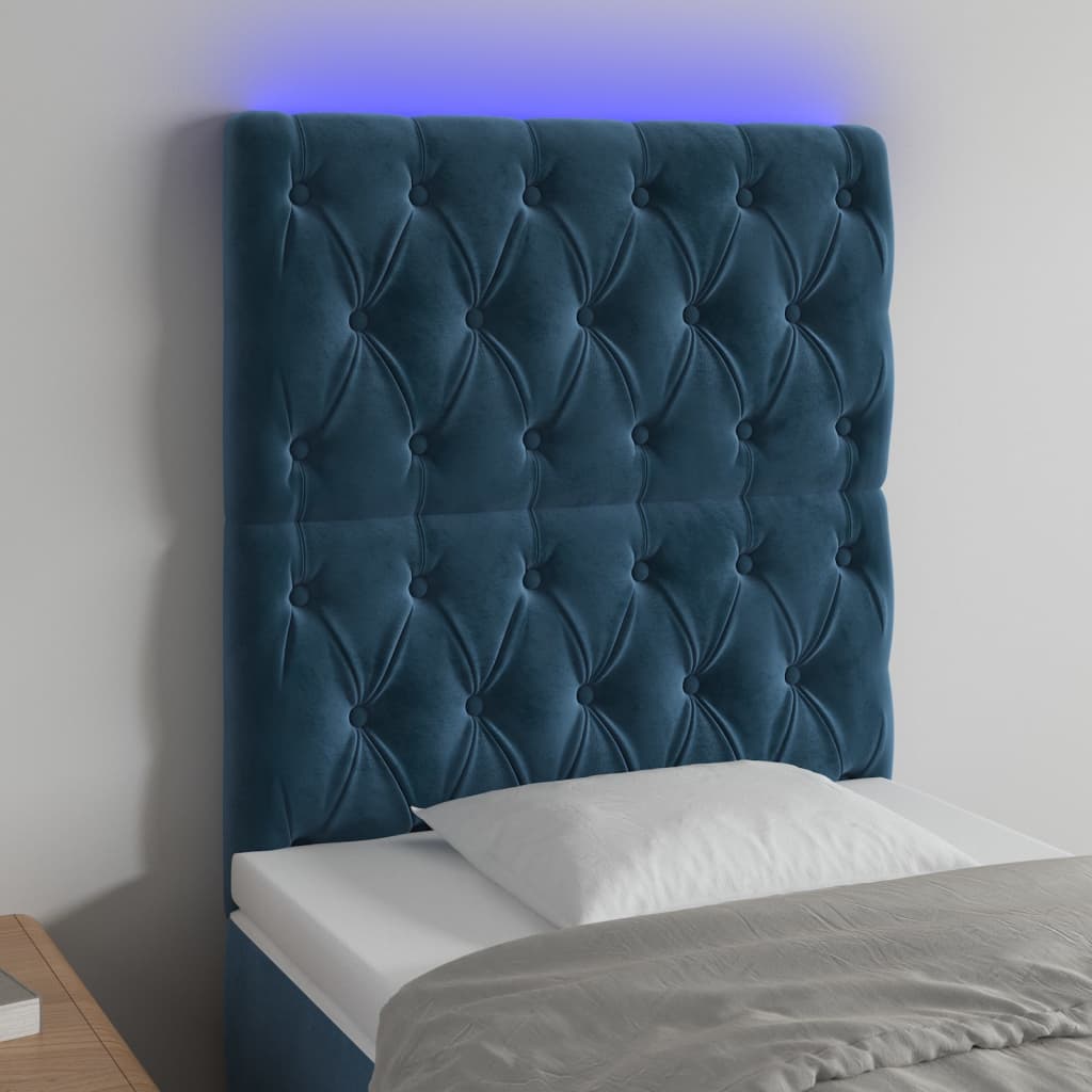 Tête de lit à LED Bleu foncé 80x7x118/128 cm Velours - XIOS