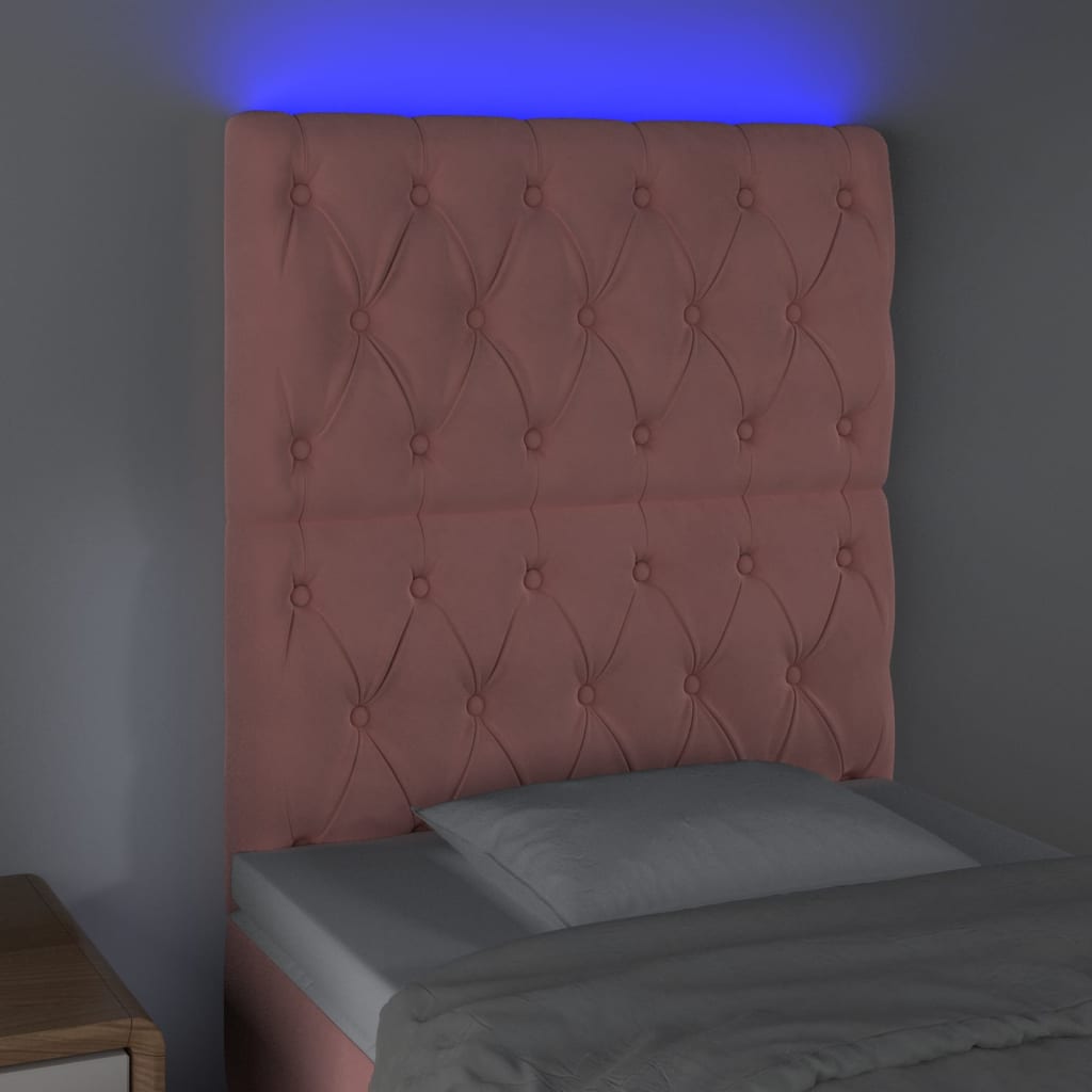 Tête de lit à LED Rose 80x7x118/128 cm Velours - XIOS