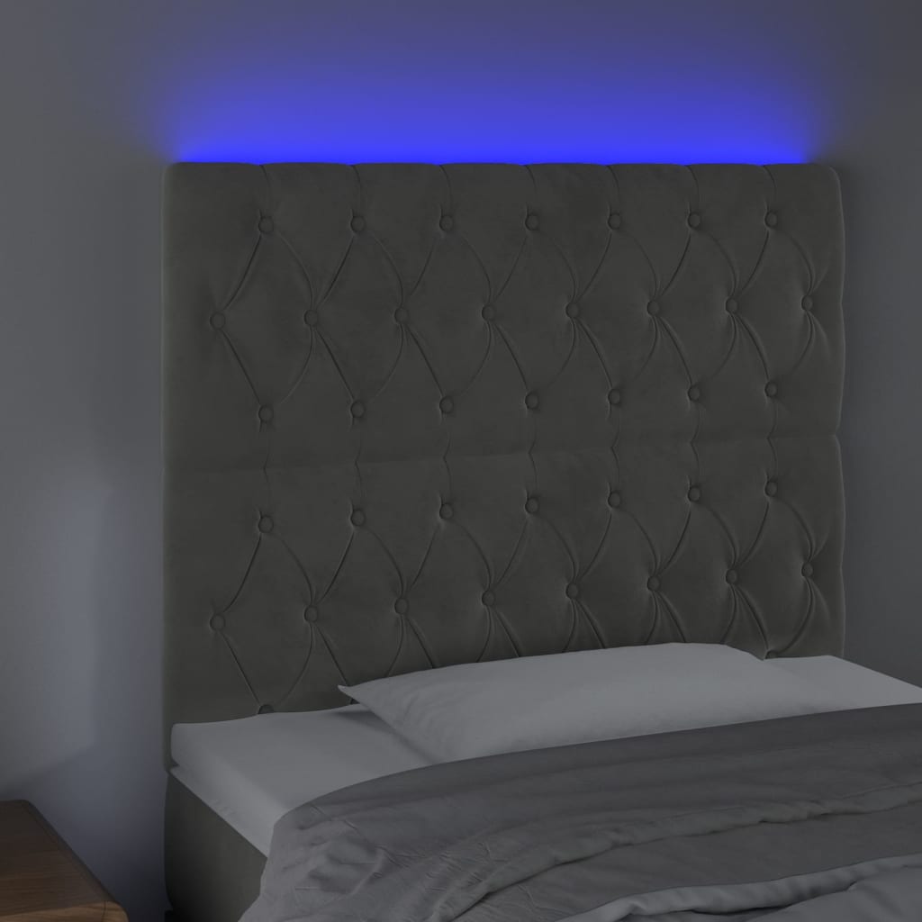 Tête de lit à LED Gris clair 90x7x118/128 cm Velours - XIOS