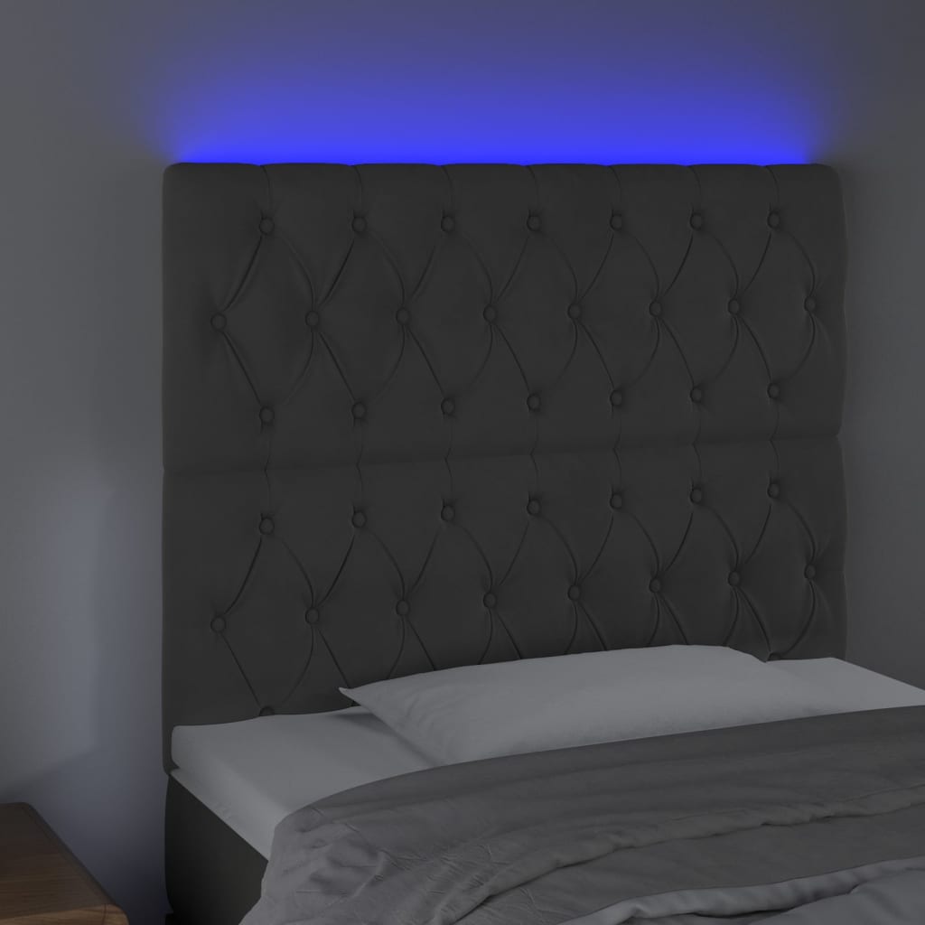 Tête de lit à LED Gris foncé 90x7x118/128 cm Velours - XIOS