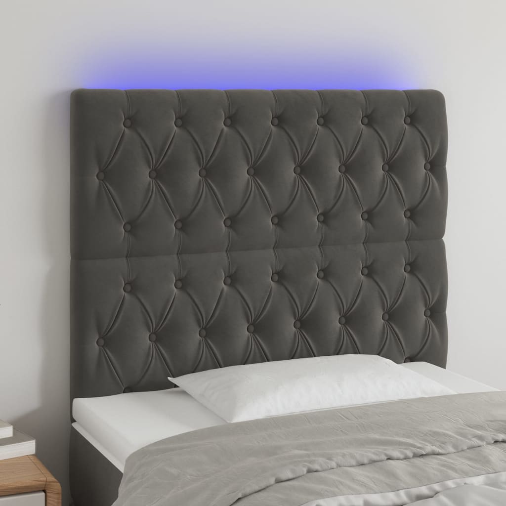 Tête de lit à LED Gris foncé 90x7x118/128 cm Velours - XIOS