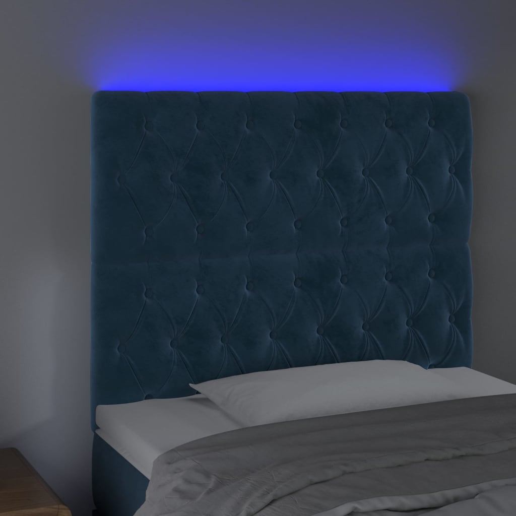 Tête de lit à LED Bleu foncé 90x7x118/128 cm Velours - XIOS