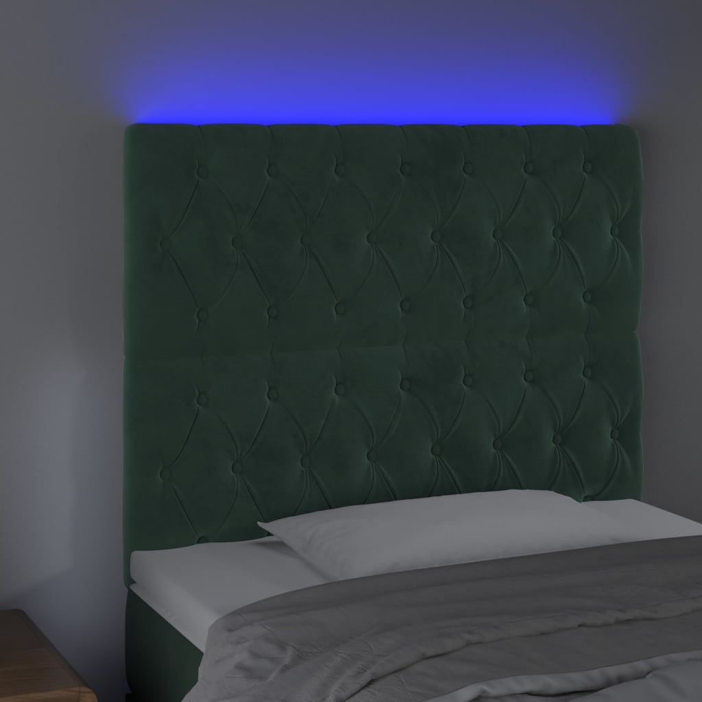 Tête de lit à LED Vert foncé 100x7x118/128 cm Velours - XIOS