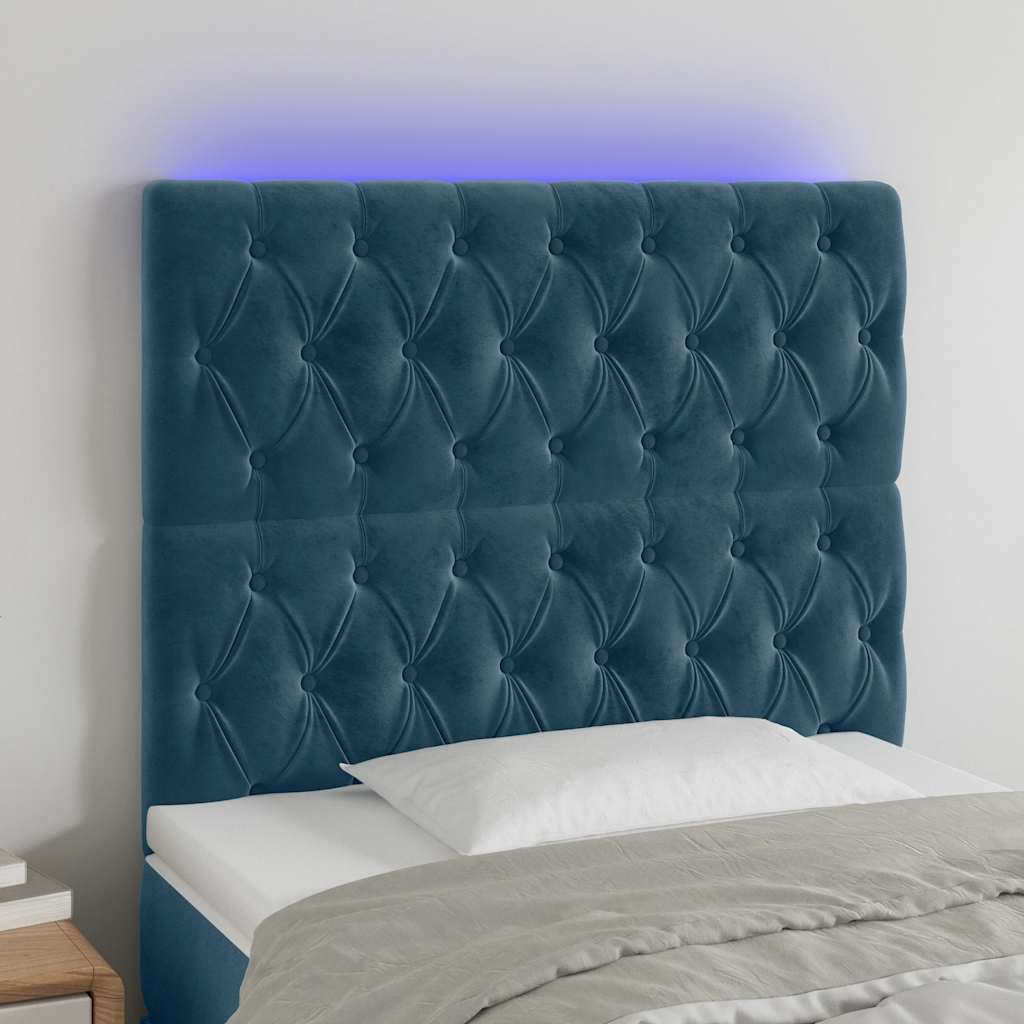 Tête de lit à LED Bleu foncé 100x7x118/128 cm Velours - XIOS